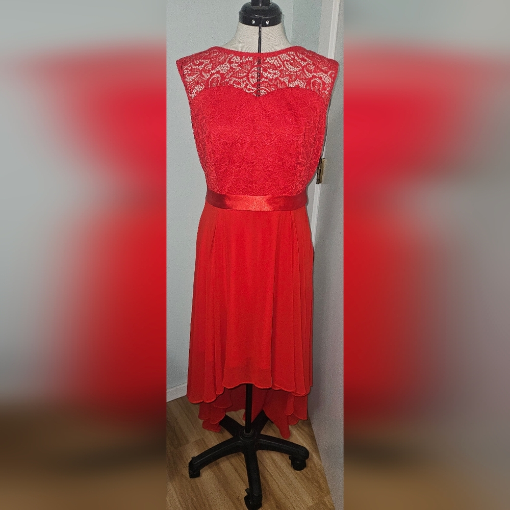 Valentines Day Red Lace High Low Dress